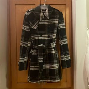 DKNY Belted Part Wool Coat